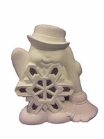 Creative Kreations Ceramics and Gifts Snowman with Snowflake Belly 9" with Clip Light and Bulb Ceramic Bisque Ready to Paint