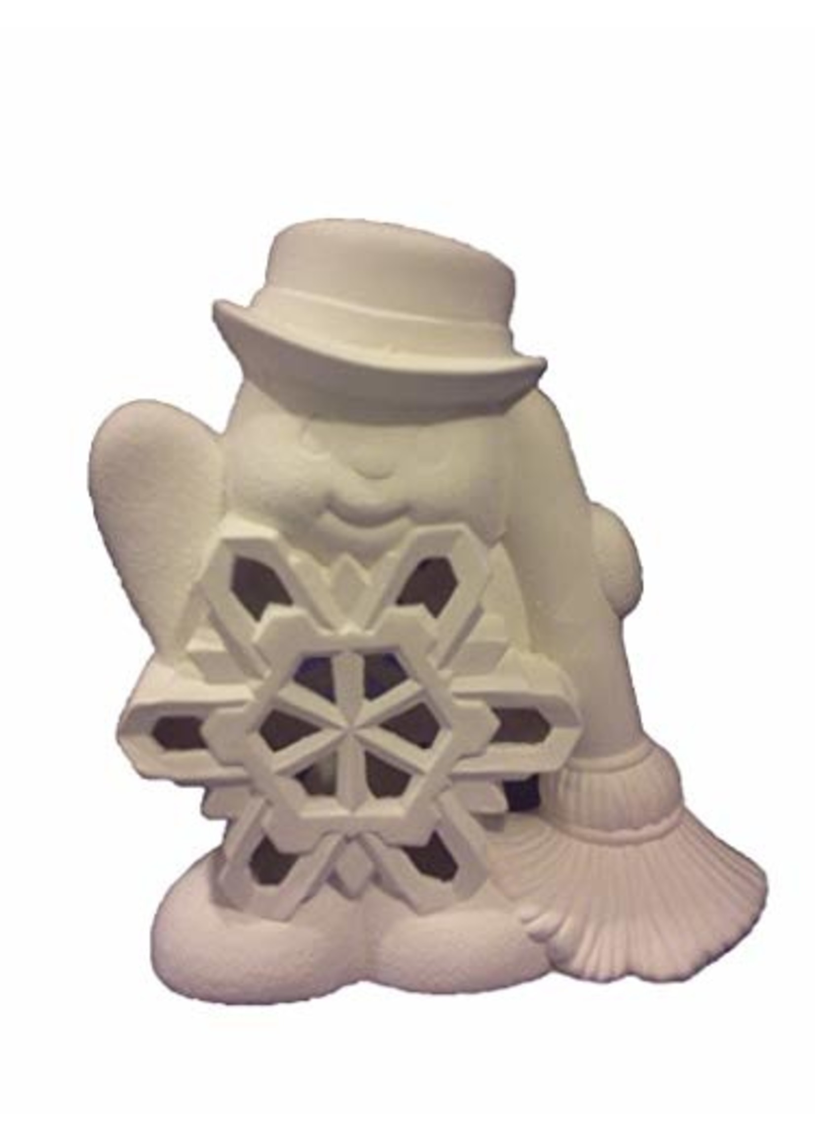 Creative Kreations Ceramics and Gifts Snowman with Snowflake Belly 9" with Clip Light and Bulb Ceramic Bisque Ready to Paint