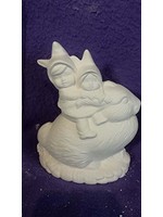 Creative Kreations Ceramics and Gifts Children gnomes on rabbit 4" ready to paint ceramic bisque