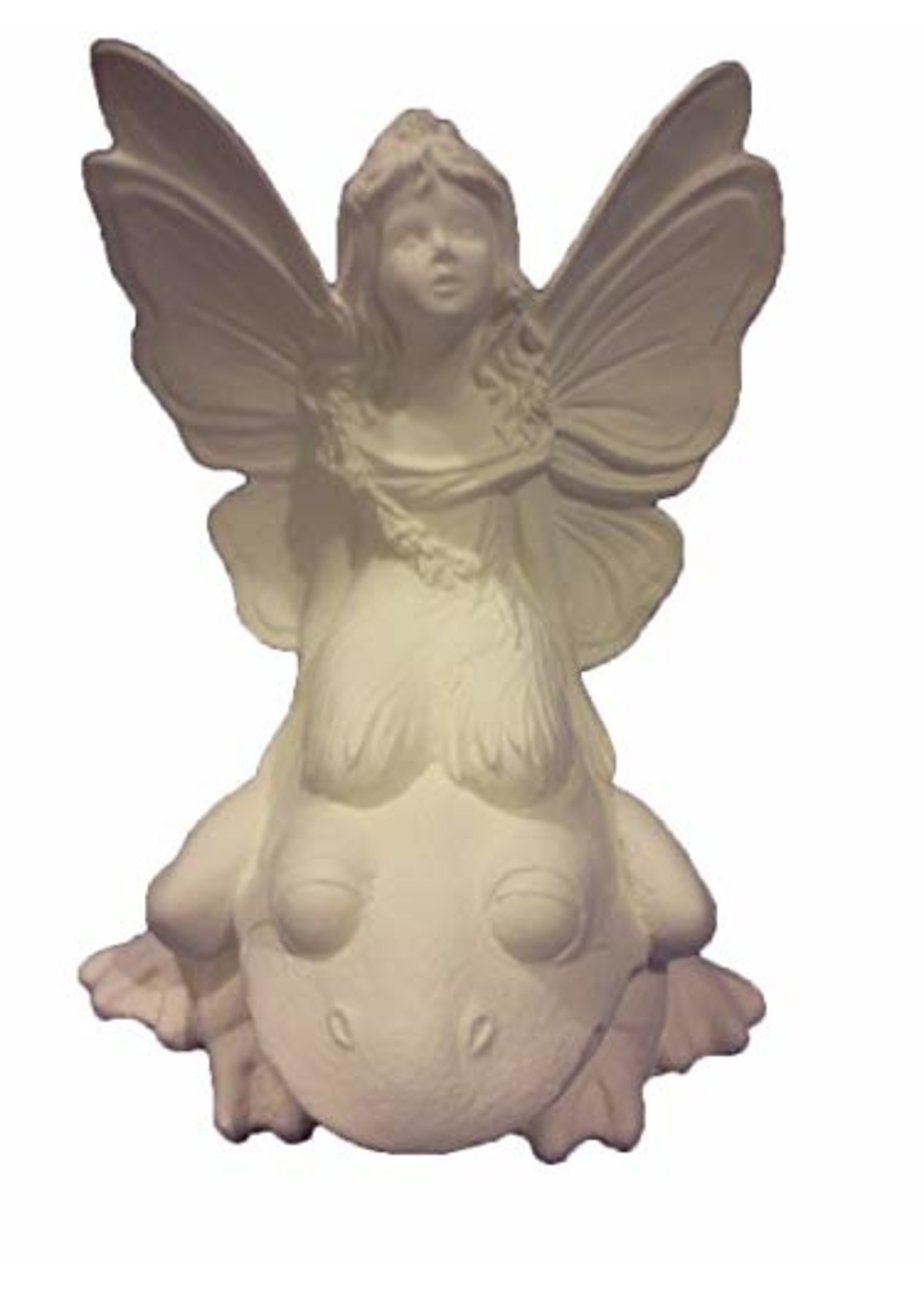 Creative Kreations Ceramics and Gifts Fairy on Frog 9" Ceramic Bisque, Ready to Paint