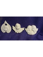Creative Kreations Ceramics and Gifts Victorian Angel Ornaments set of 3 ready to paint ceramic bisque