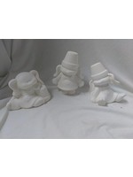 Creative Kreations Ceramics and Gifts Cracked Pot Girl Bunnies 5" Set of 3 Ceramic Bisque, Ready to Paint