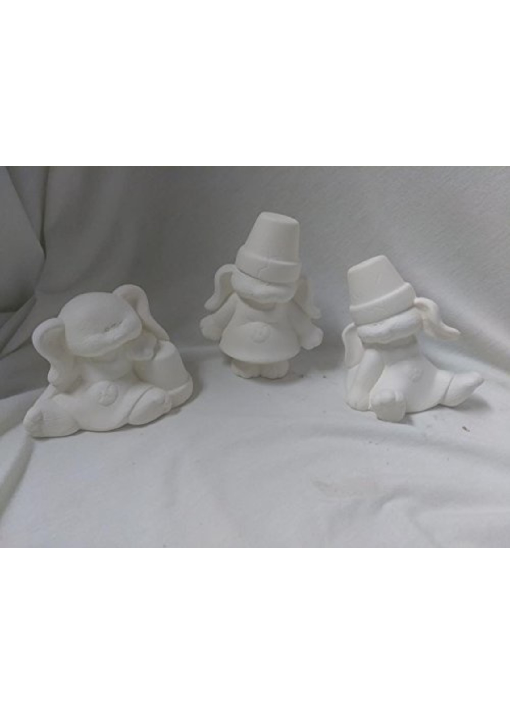 Creative Kreations Ceramics and Gifts Cracked Pot Girl Bunnies 5" Set of 3 Ceramic Bisque, Ready to Paint