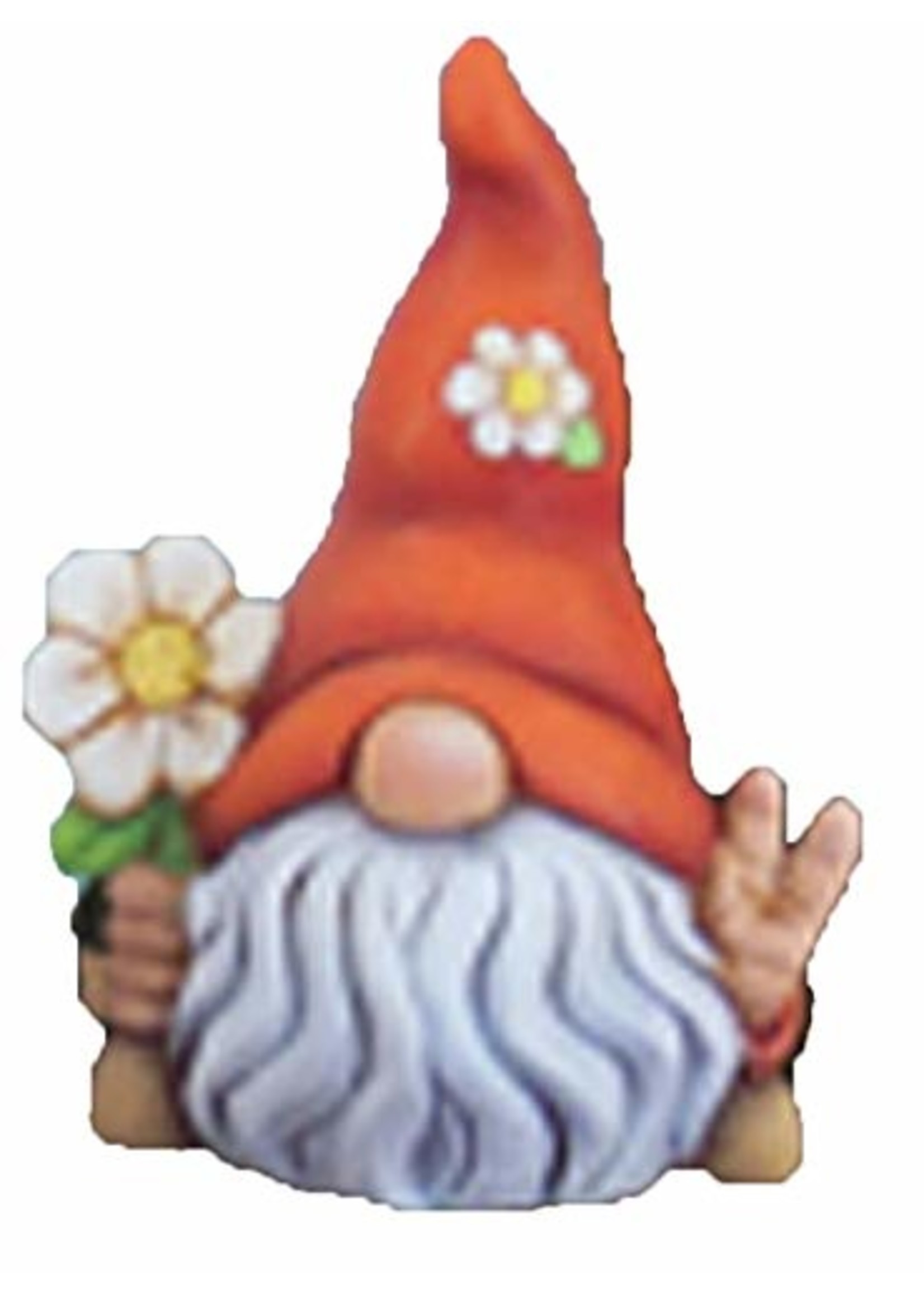 Creative Kreations Ceramics and Gifts Frey The Peace Gnome with Flower 6 1/4" Ceramic Bisque, Ready to Paint