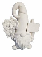 Creative Kreations Ceramics and Gifts Garth Gnome 16" with Sign and Flowers Ceramic Bisque, Ready to Paint