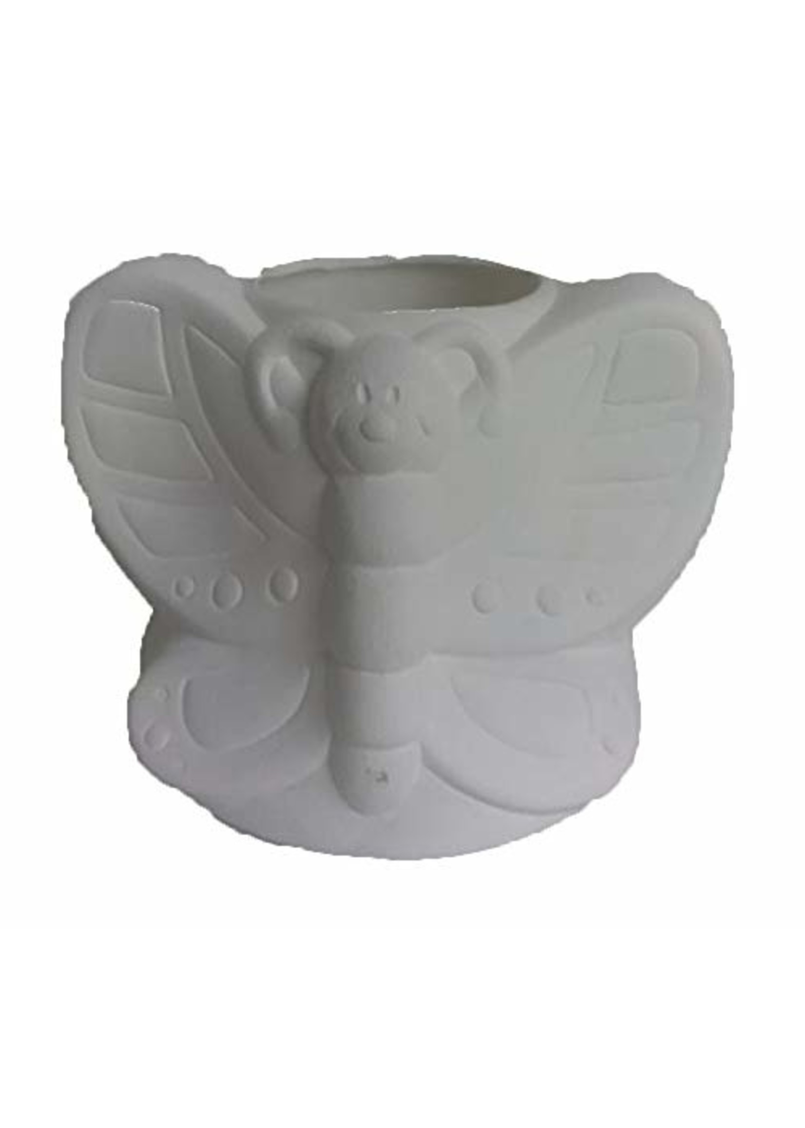 Creative Kreations Ceramics and Gifts Butterfly Pot Planter 5" x 7" Ceramic Bisque, Ready to Paint