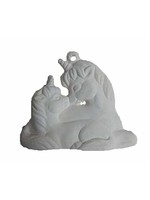 Creative Kreations Ceramics and Gifts Unicorn with Baby Ornament 3" Ceramic Bisque, Ready to Paint