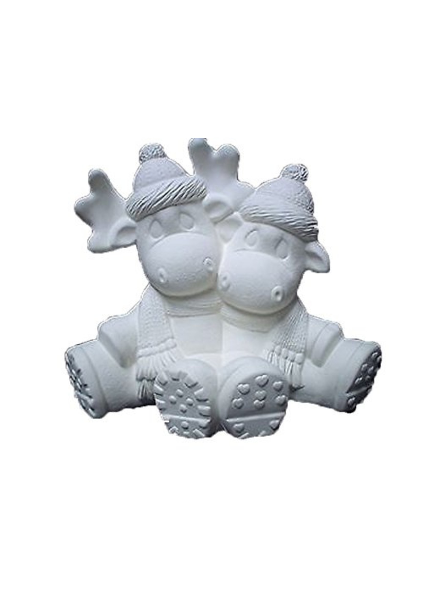 Creative Kreations Ceramics and Gifts Christmas Cuddle Moose 7" Ceramic Bisque, Ready To Paint