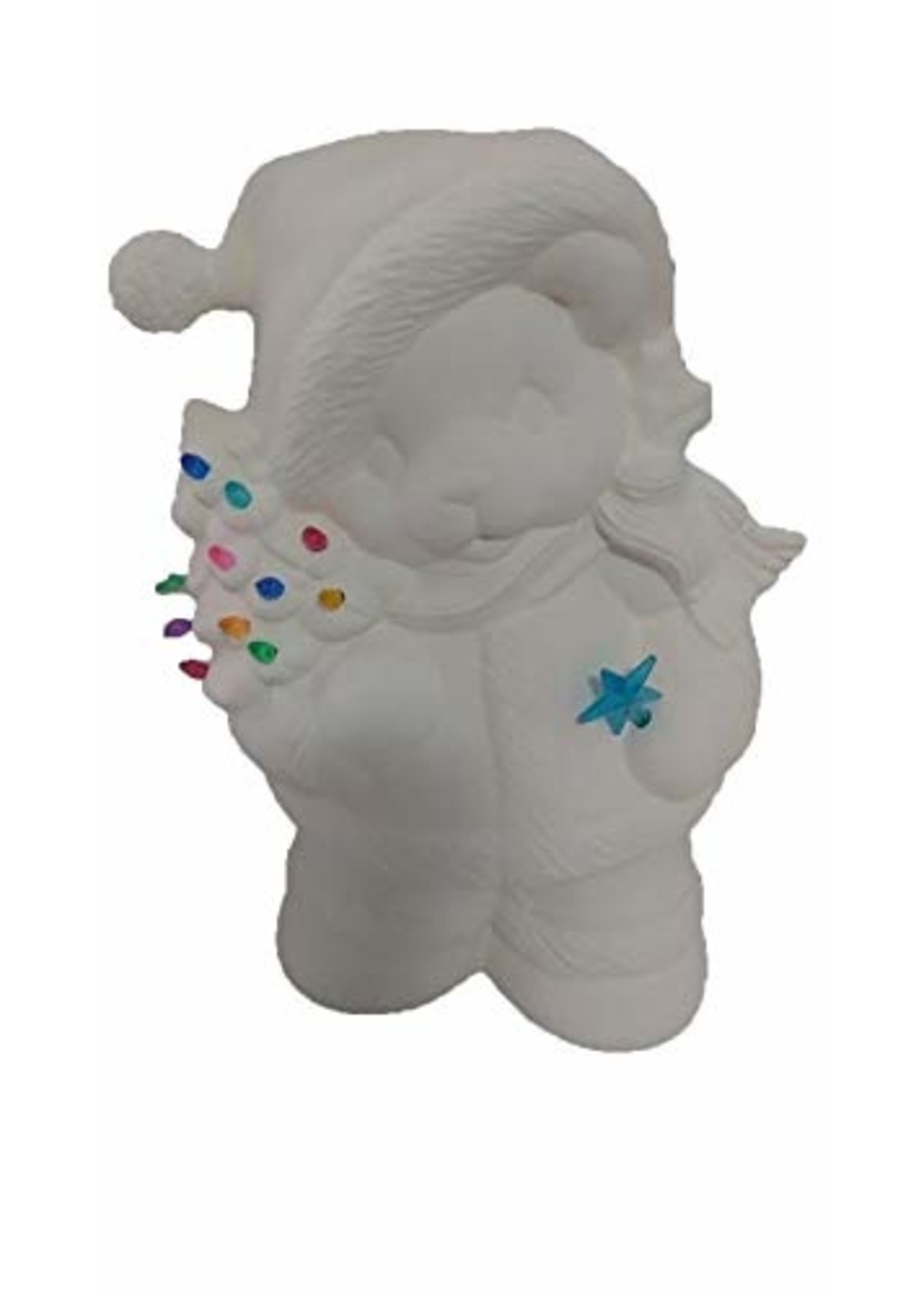 Creative Kreations Ceramics and Gifts Santa Bear 9" Ceramic Bisque, Ready to Paint with Light kit