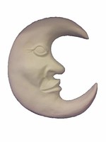 Creative Kreations Ceramics and Gifts Moon face plaque 6" Ceramic Bisque, Ready to Paint