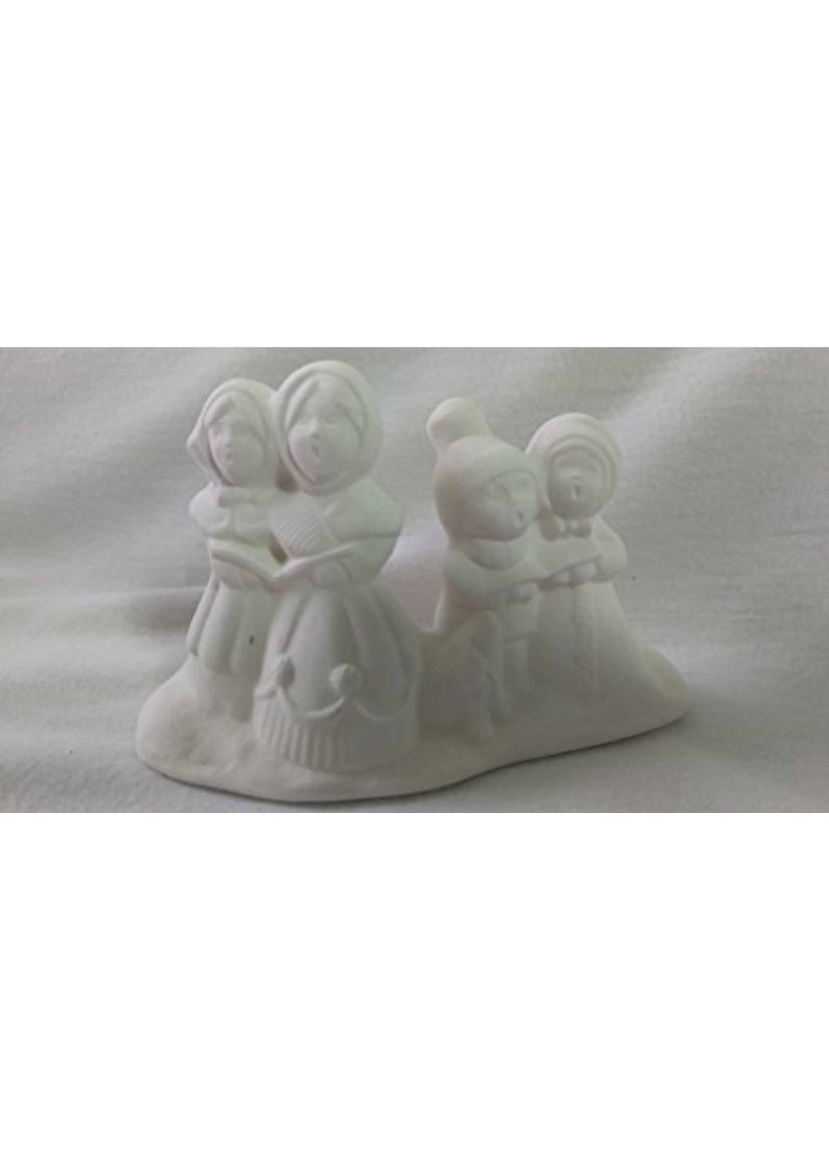 Creative Kreations Ceramics and Gifts Village People Carolers 4 1/2" x 3" x 2" Ceramic Bisque, Ready To Paint
