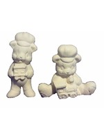 Creative Kreations Ceramics and Gifts Teddy Bear w Train Ornaments 3" Set of 2 Ceramic Bisque, Ready to Paint