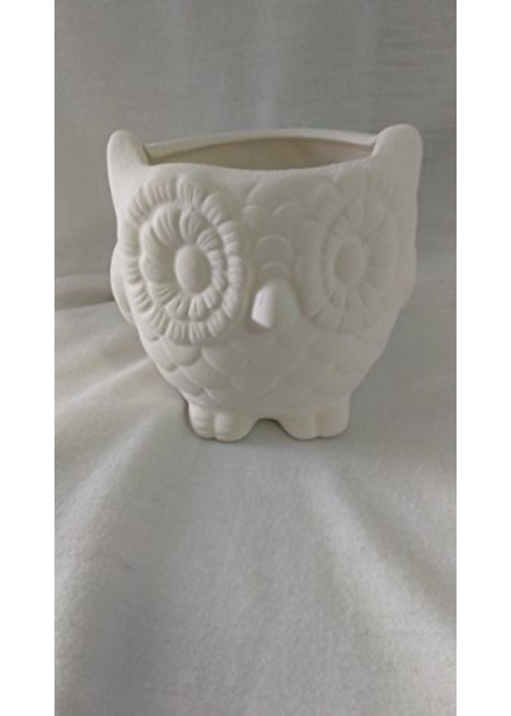 Creative Kreations Ceramics and Gifts Owl Planter/Scrubby Holder 3" x 3" Ceramic Bisque, Ready to Paint