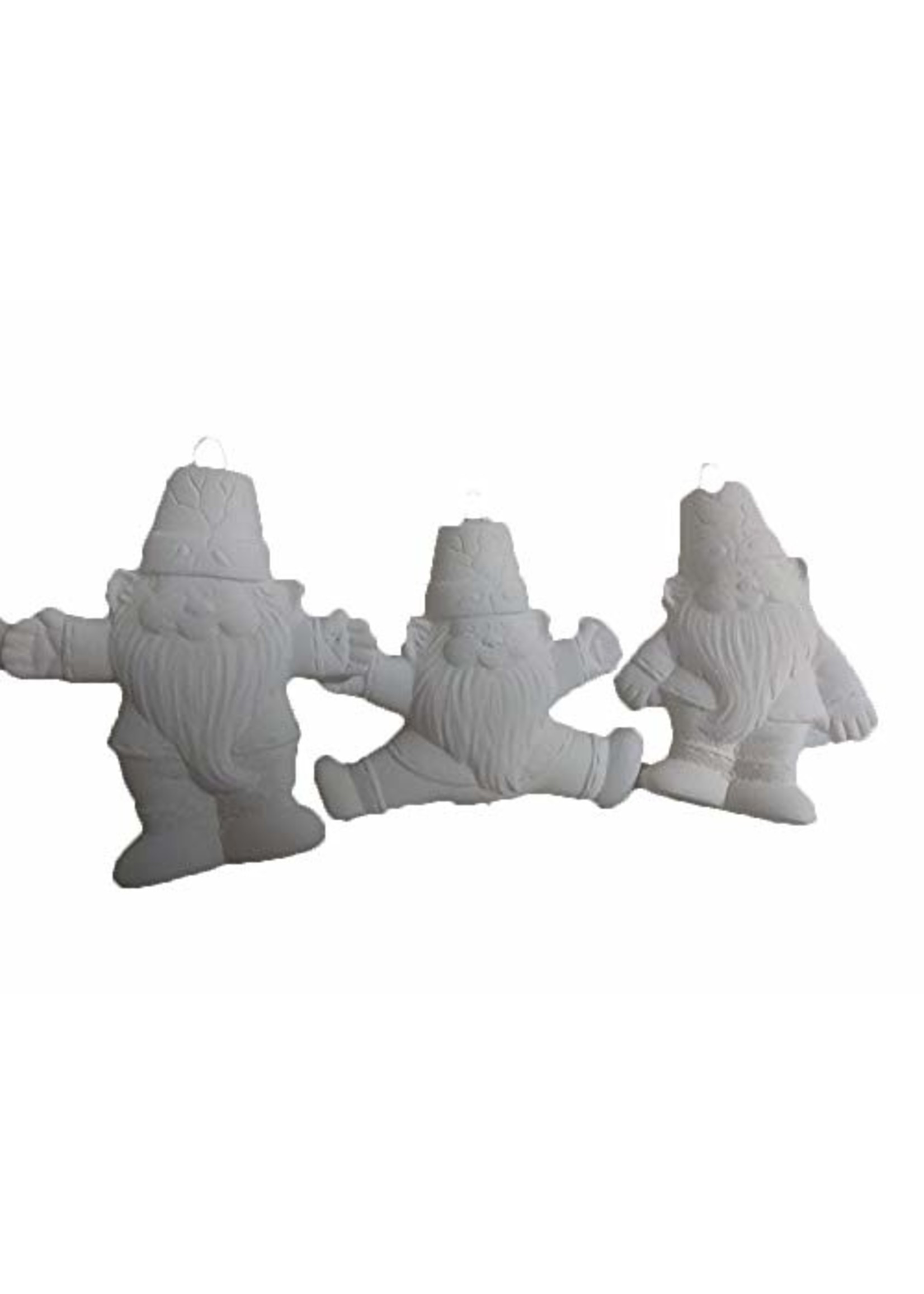 Creative Kreations Ceramics and Gifts Cracked Pot Gnome Ornaments 3" Set of 3 Ceramic Bisque, Ready to Paint