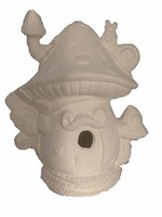 Creative Kreations Ceramics and Gifts Ladybug Mushroom Lodge 6" x 4" Fairy House Ceramic Bisque, Ready to Paint