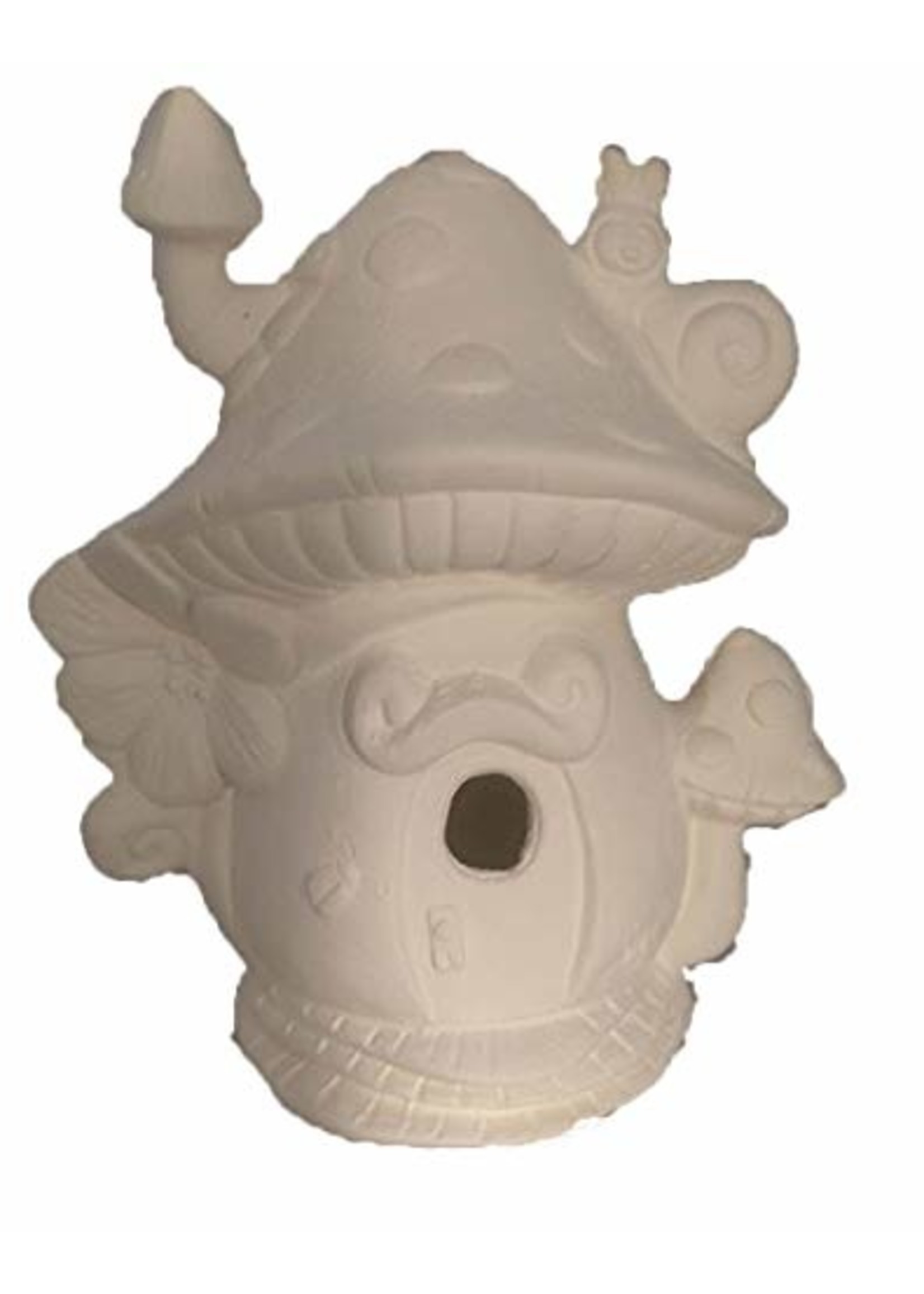 Creative Kreations Ceramics and Gifts Ladybug Mushroom Lodge 6" x 4" Fairy House Ceramic Bisque, Ready to Paint