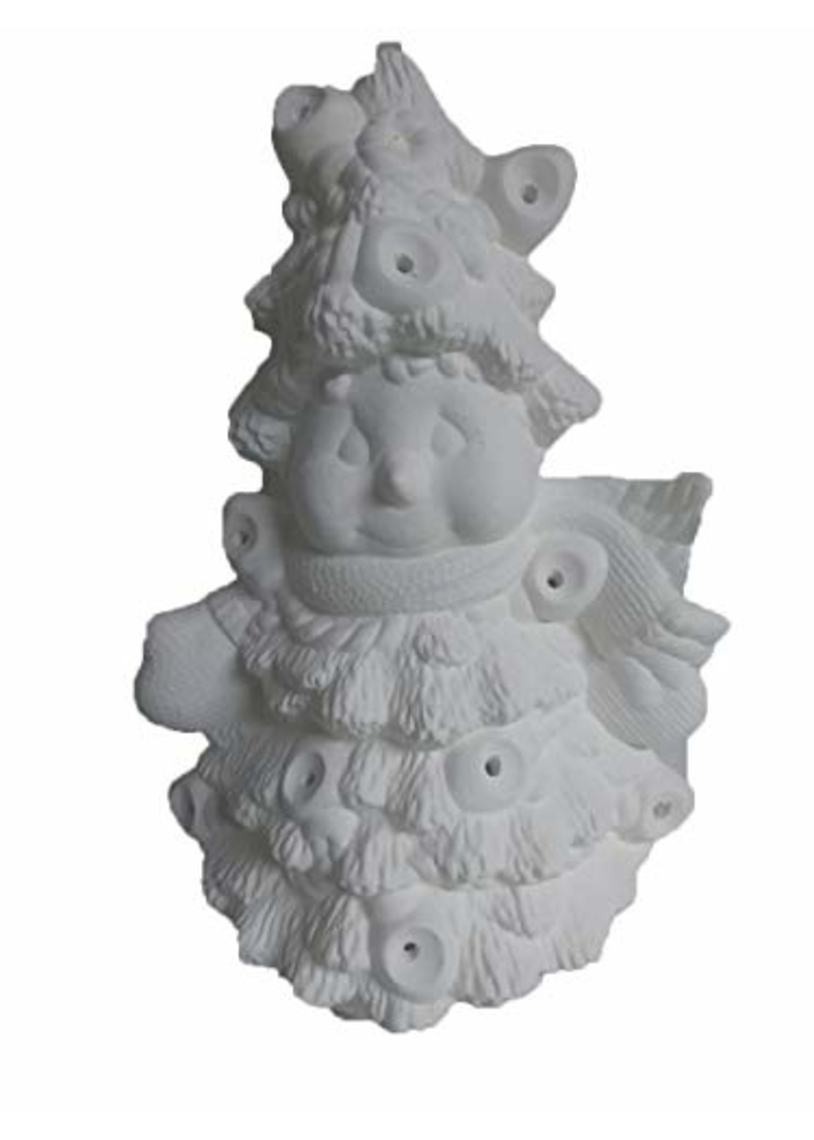 Creative Kreations Ceramics and Gifts Christmas Tree Snowman 11" Ceramic Bisque, Ready to Paint with Light Kit