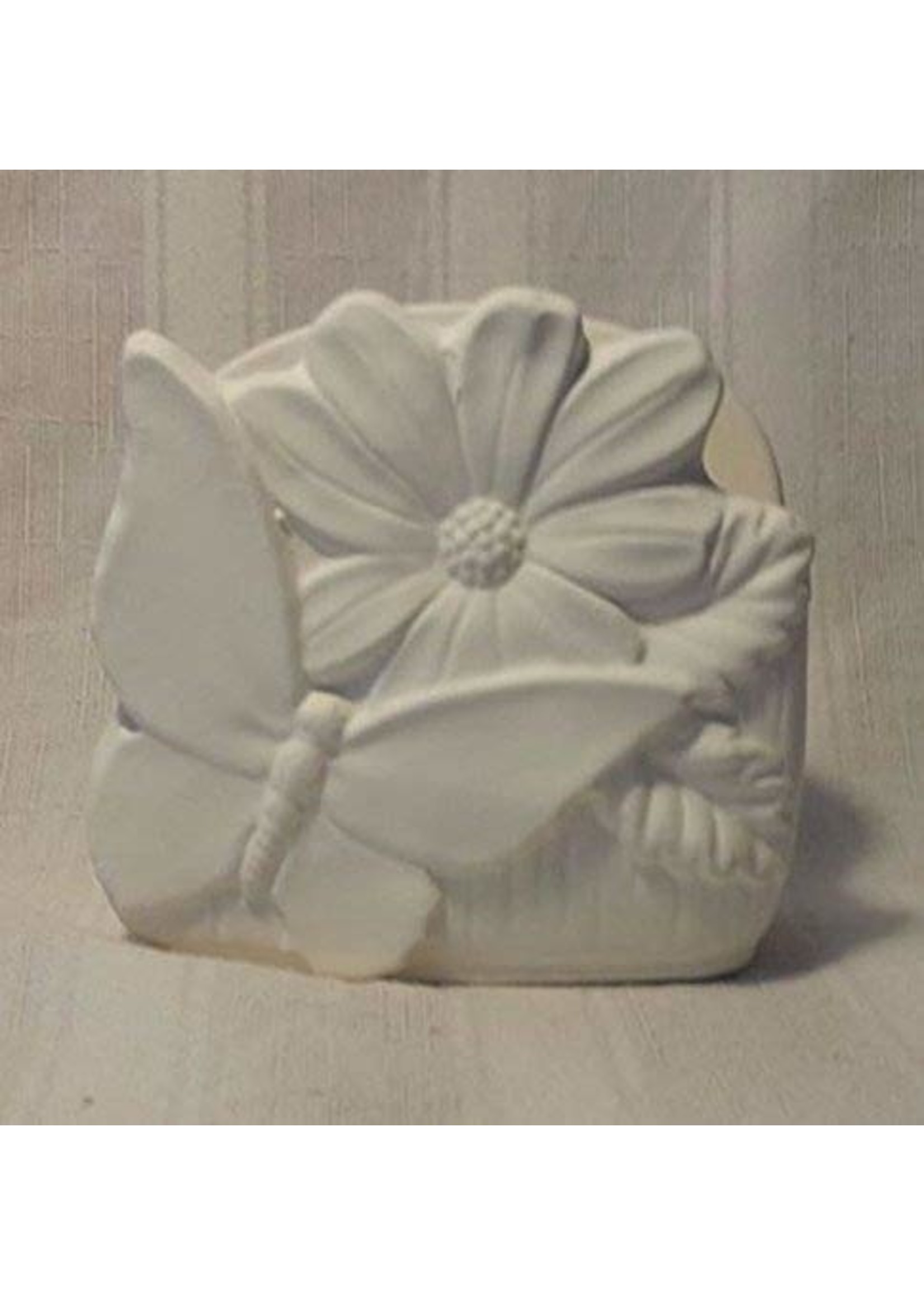 Creative Kreations Ceramics and Gifts Butterfly / Daisy Napkin Holder 6 x 6 ready to paint ceramic bisque