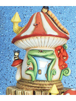 Creative Kreations Ceramics and Gifts Caterpillar Mushroom Hut Fairy House 7" ceramic bisque ready to paint