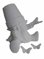 Creative Kreations Ceramics and Gifts Garden Cracked Pot Gnome with Butterfly 9" Ceramic Bisque Ready To Paint