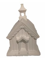 Creative Kreations Ceramics and Gifts B School Village House 8" x 5" x 6" Ceramic Bisque, Ready to Paint