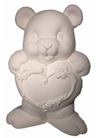 Handmade in USA Valentines Day Bear with Heart Ready to Paint Ceramic Bisque 