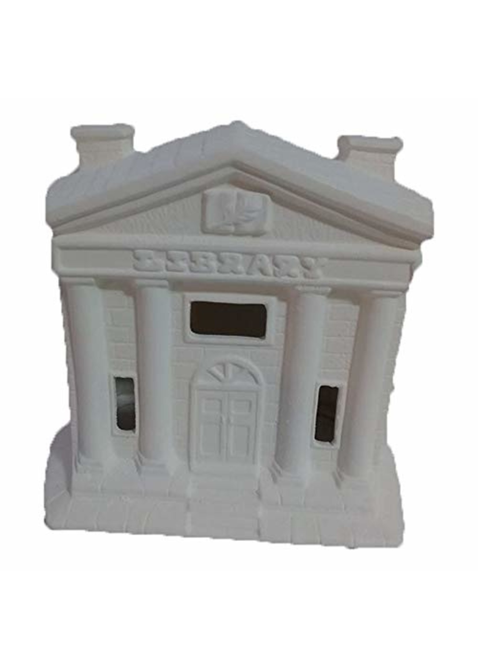 Creative Kreations Ceramics and Gifts Library Village House 5" Ceramic Bisque, Ready To Paint