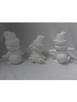 Creative Kreations Ceramics and Gifts Cracked Pot Penguin 5 1/2" Set of 3 Ceramic Bisque Ready to Paint