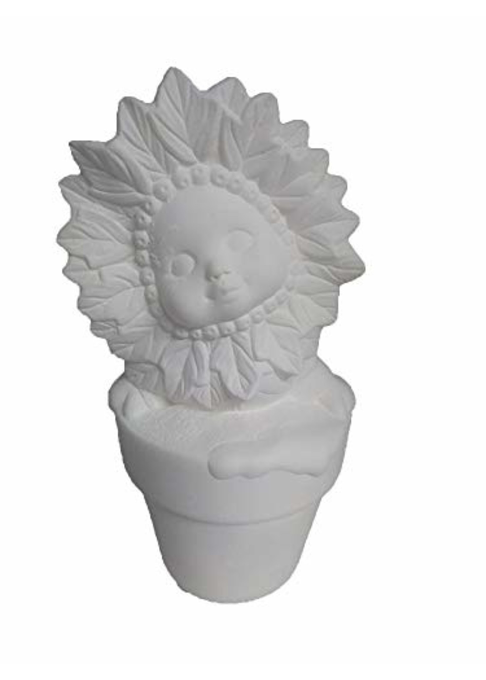 Creative Kreations Ceramics and Gifts Poinsettia Sweet Tot Sitting in Pot 9 1/4" Ceramic Bisque, Ready to Paint