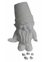Creative Kreations Ceramics and Gifts Cracked Pot Garden Gnome with Ladybugs 11" Ceramic Bisque, Ready to Paint