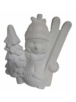 Creative Kreations Ceramics and Gifts Cookie Snowman with Skis 8" Ceramic Bisque, Ready to Paint
