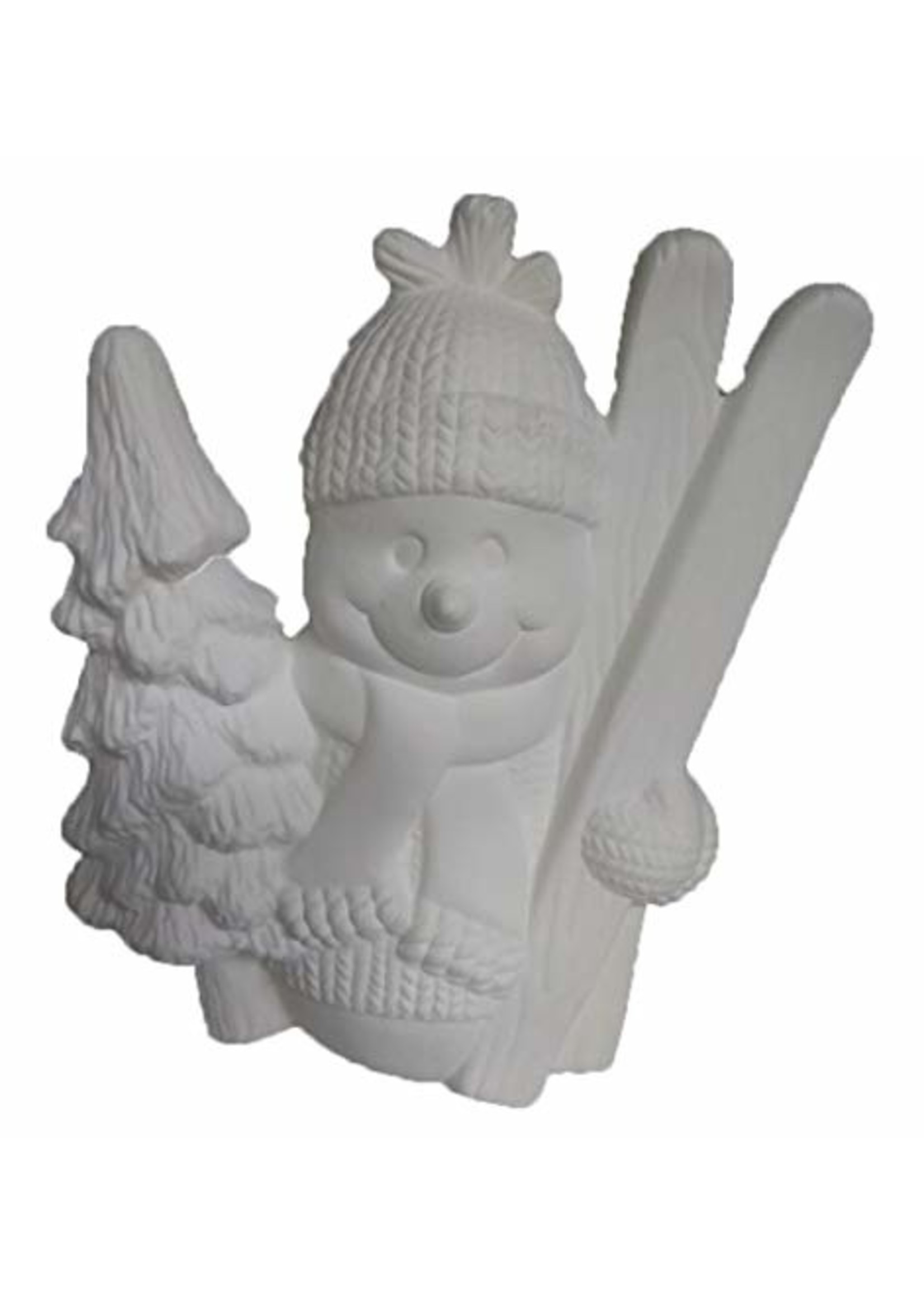 Creative Kreations Ceramics and Gifts Cookie Snowman with Skis 8" Ceramic Bisque, Ready to Paint