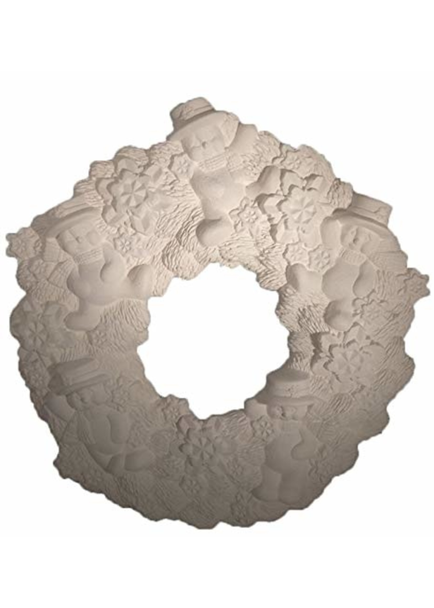 Creative Kreations Ceramics and Gifts Snowman Wreath 13" Ceramic Bisque, Ready to Paint