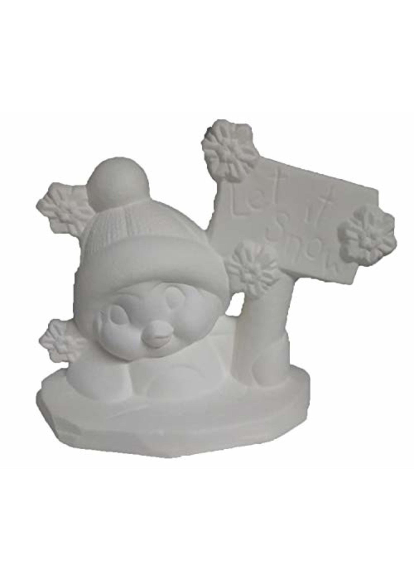 Creative Kreations Ceramics and Gifts Penguin" Let it Snow" Ice Popper 5" x 8" Ceramic Bisque, Ready to Paint