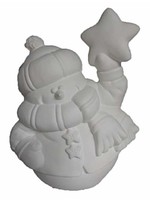Creative Kreations Ceramics and Gifts Snowman Holding Star 8" Ceramic Bisque, Ready to Paint