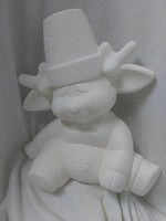 Creative Kreations Ceramics and Gifts Cracked Pot Reindeer 9" Ceramic Bisque Ready to Paint