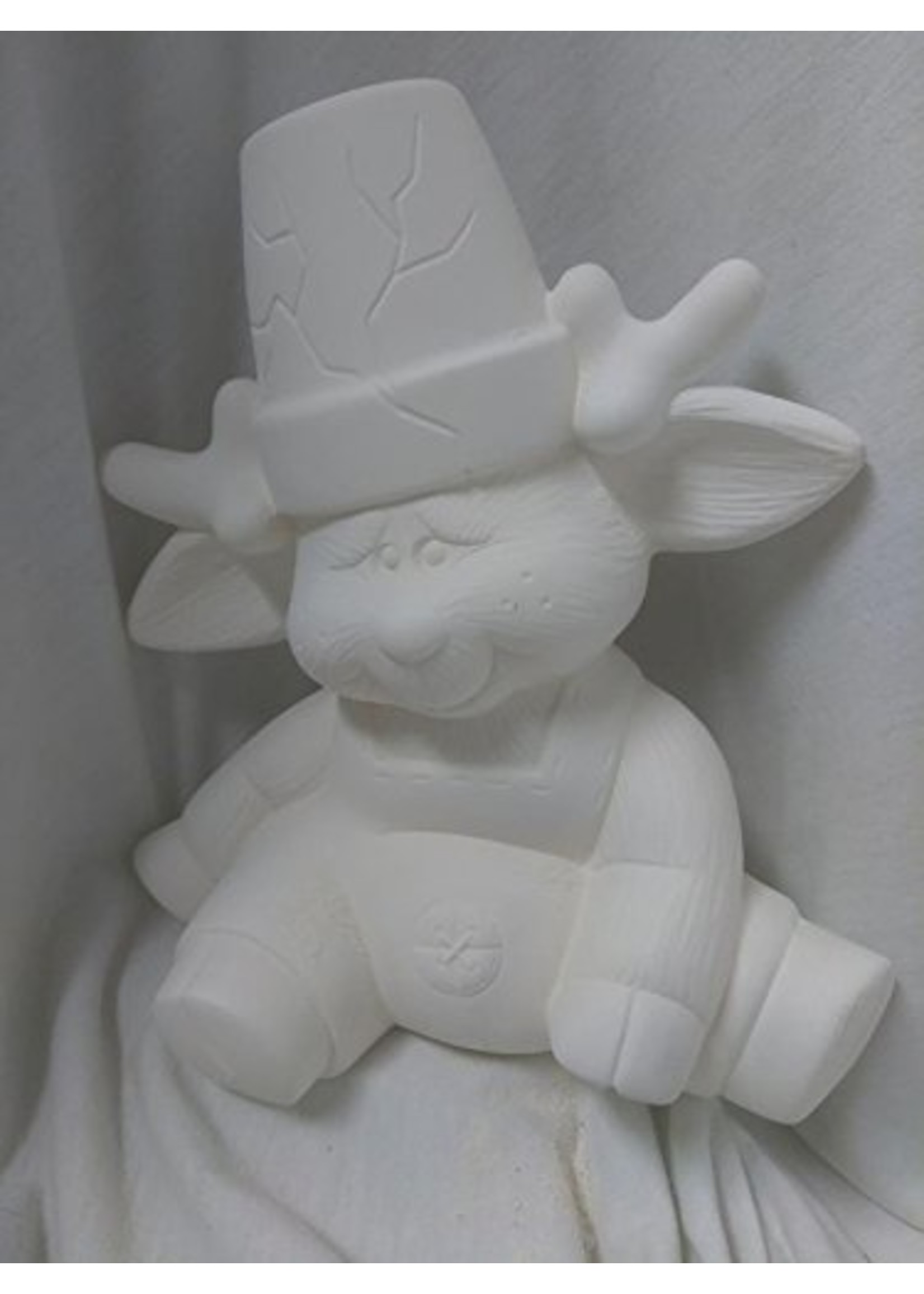 Creative Kreations Ceramics and Gifts Cracked Pot Reindeer 9" Ceramic Bisque Ready to Paint