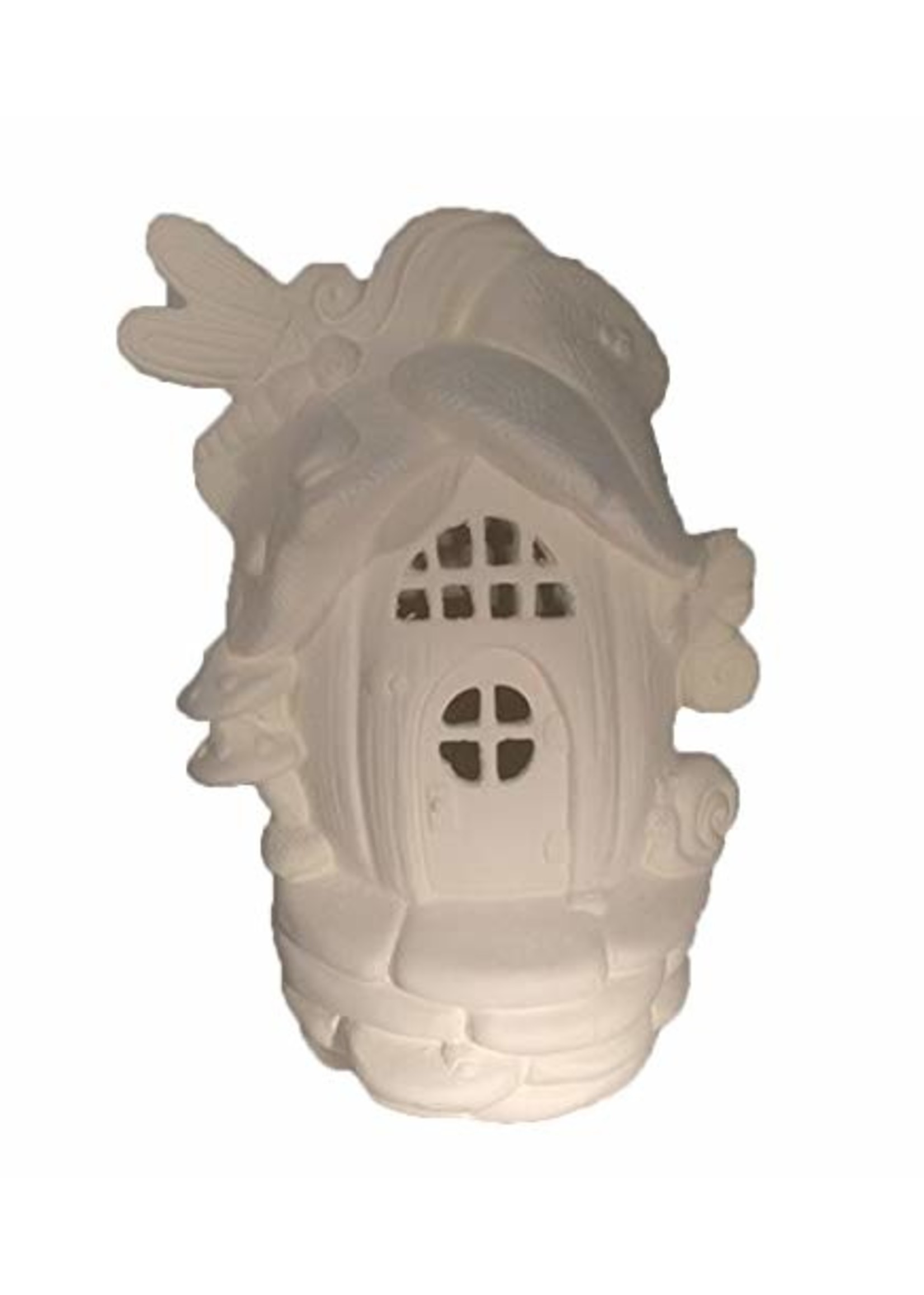 Creative Kreations Ceramics and Gifts Dragonfly Pumpkin Hollow Fairy House 8 1/2" Ceramic Bisque, Ready to Paint