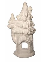 Creative Kreations Ceramics and Gifts Conifer Cottage 8" x 4" Fairy House Ceramic Bisque, Ready to Paint