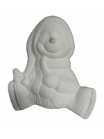 Creative Kreations Ceramics and Gifts Coco Snowman with Skates 7" Ceramic Bisque, Ready to Paint