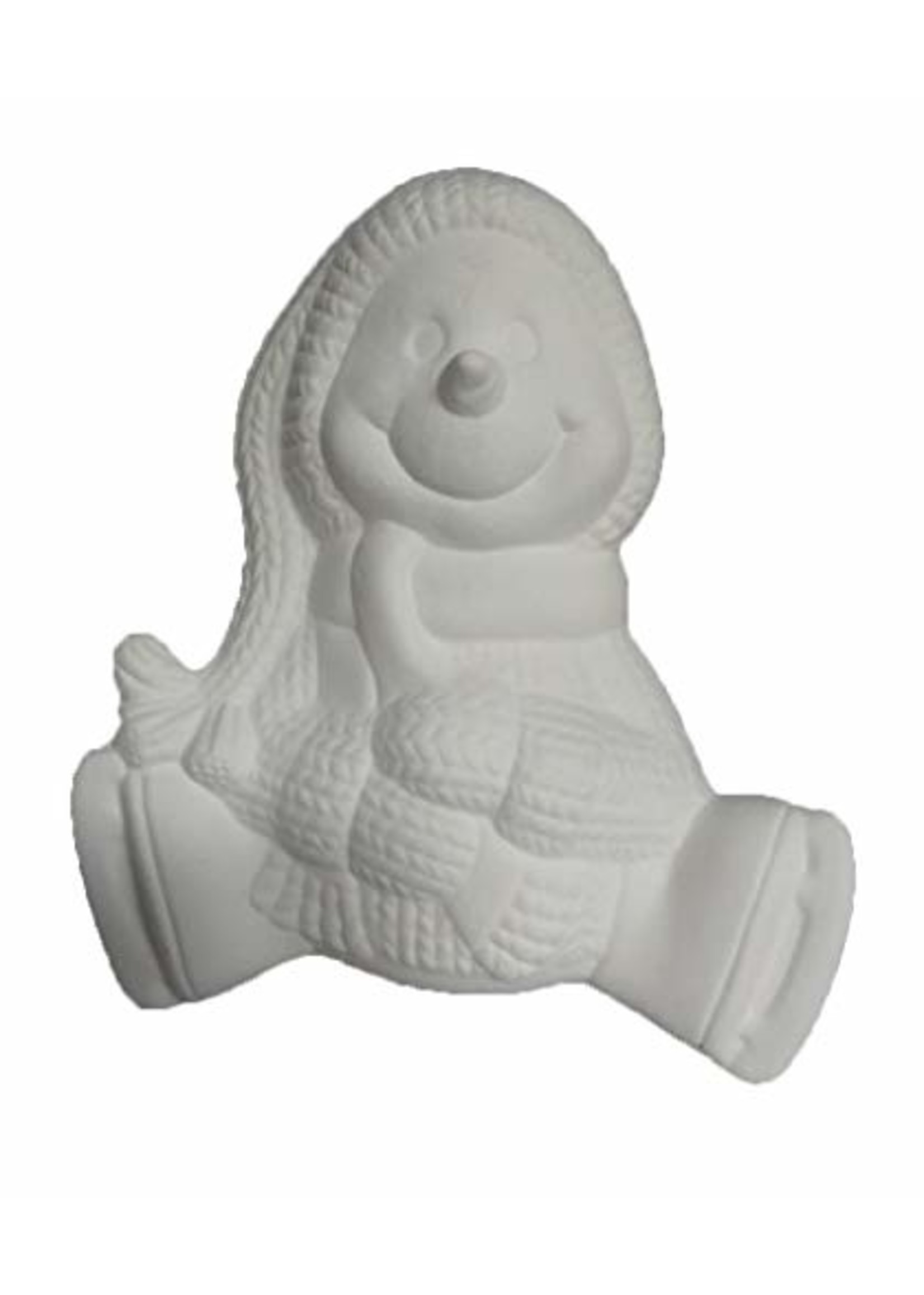Creative Kreations Ceramics and Gifts Coco Snowman with Skates 7" Ceramic Bisque, Ready to Paint