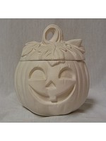 Creative Kreations Ceramics and Gifts Pumpkin Candy Dish Container 6" x 4" Ceramic Bisque, Ready to Paint, Glazed Inside