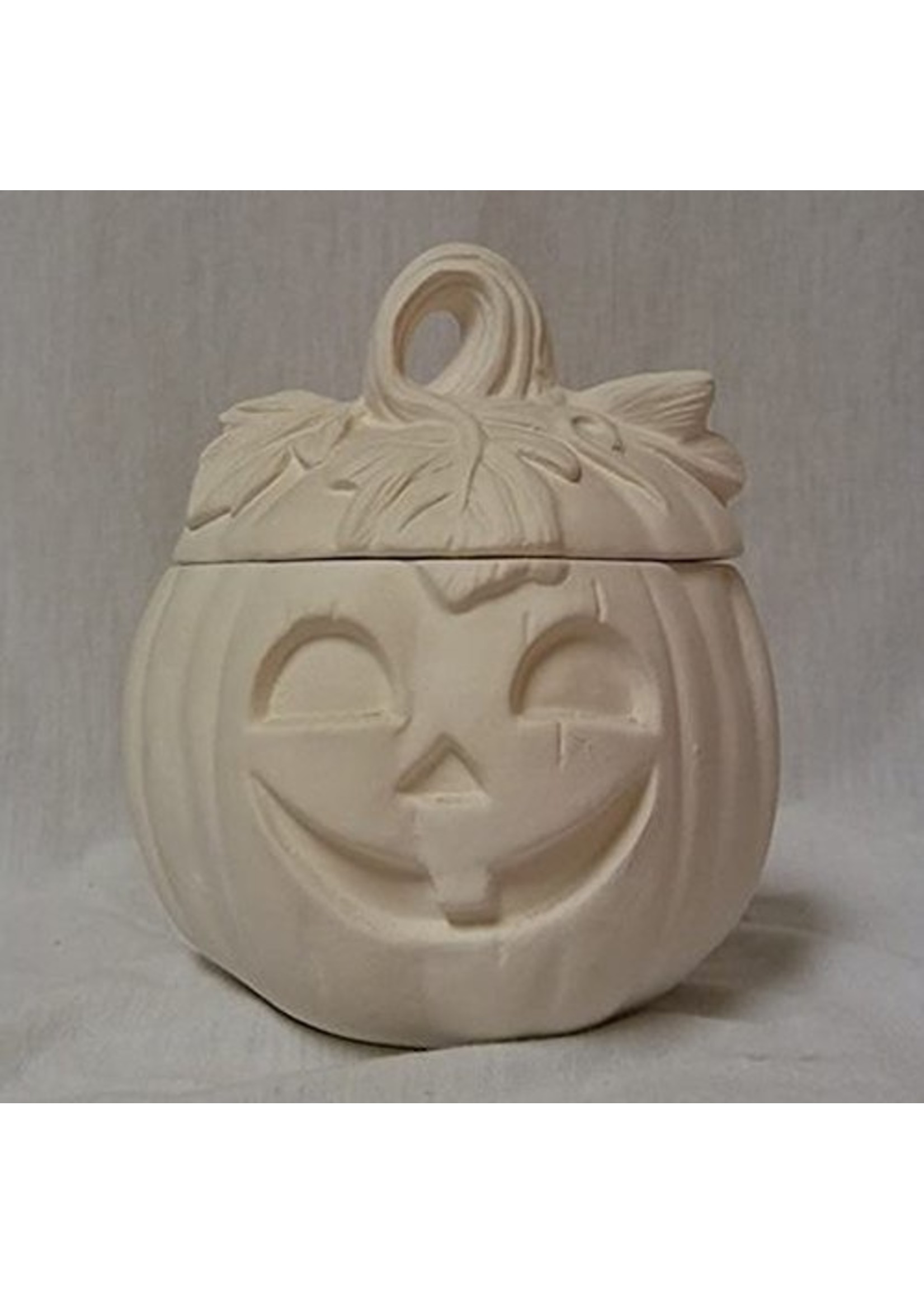 Creative Kreations Ceramics and Gifts Pumpkin Candy Dish Container 6" x 4" Ceramic Bisque, Ready to Paint, Glazed Inside