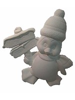 Creative Kreations Ceramics and Gifts Penguin with Sign"Merry Christmas" 10" Ceramic Bisque, Ready to Paint