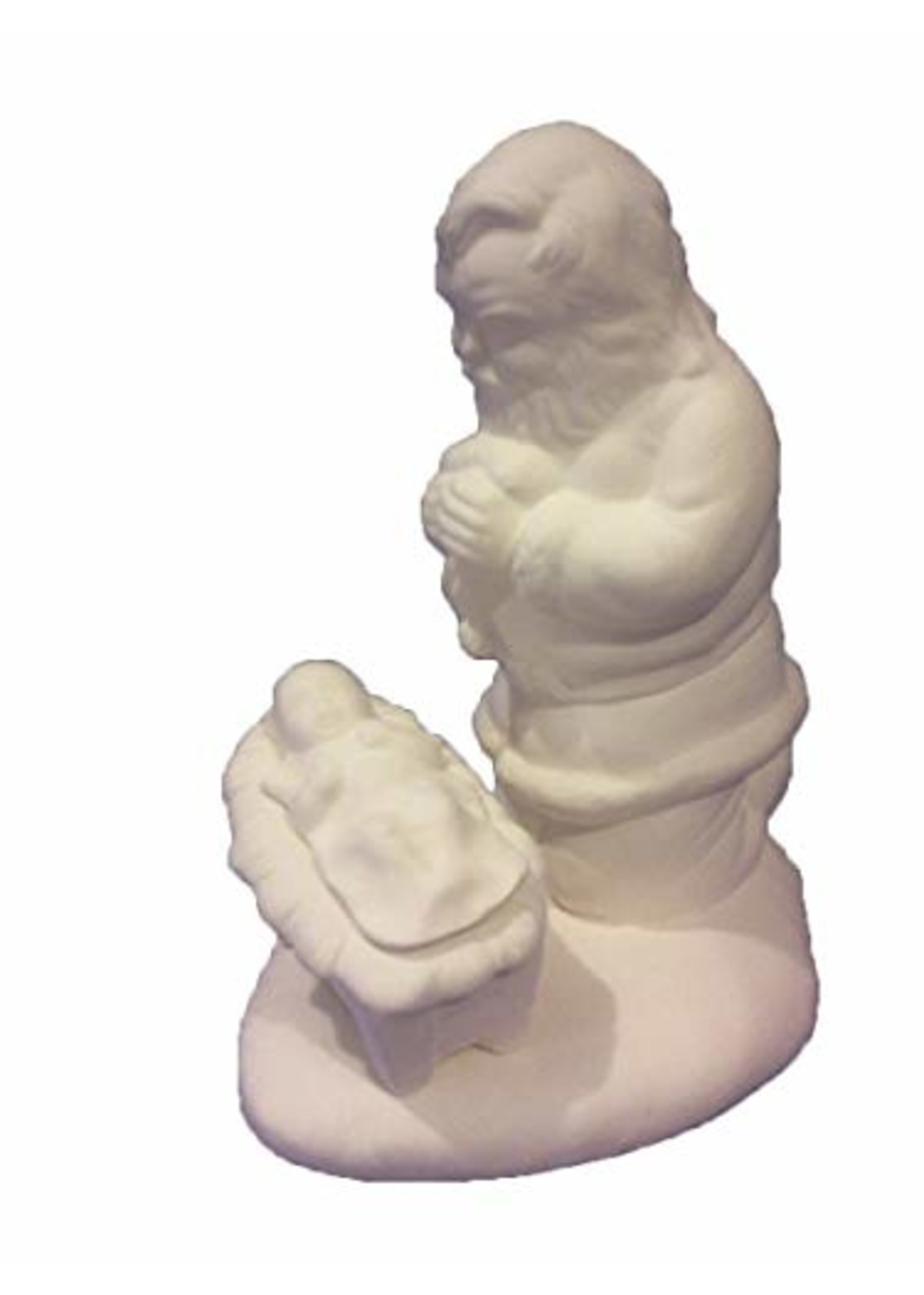 Creative Kreations Ceramics and Gifts Kneeling Santa with Baby 7" Ready to Paint Ceramic Bisque