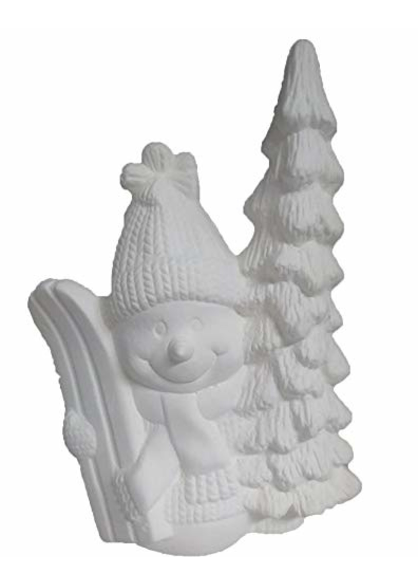 Creative Kreations Ceramics and Gifts Snowman Sparkle with Sled 9" Ceramic Bisque, Ready to Paint