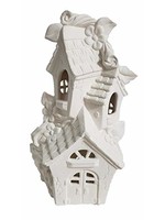 Creative Kreations Ceramics and Gifts Mandeville Tri Level Fairy House 12" Ceramic Bisque, Ready to Paint
