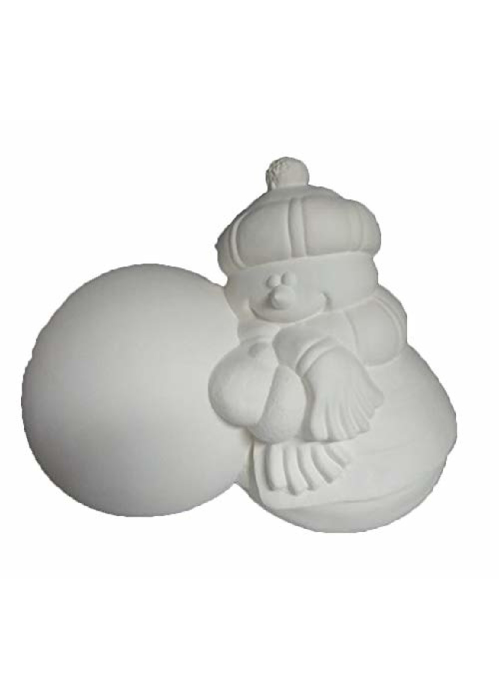 Creative Kreations Ceramics and Gifts Snowman Holding Snowball 8" Ceramic Bisque, Ready to Paint