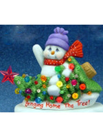 Creative Kreations Ceramics and Gifts Snowman Bringing Home The Tree 7" L Ceramic Bisque, Ready to Paint