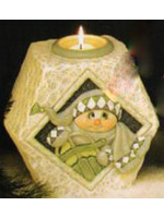 Creative Kreations Ceramics and Gifts Snowman w sled Candle Holder 7" Ceramic Bisque, Ready to Paint